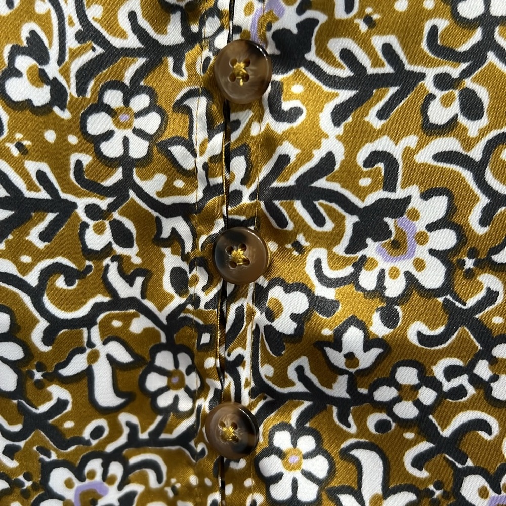 MAEVE Anthropologie NWT Floral Patterned Top in Mustard, Purple & White SIZE 2 - Picture 10 of 12